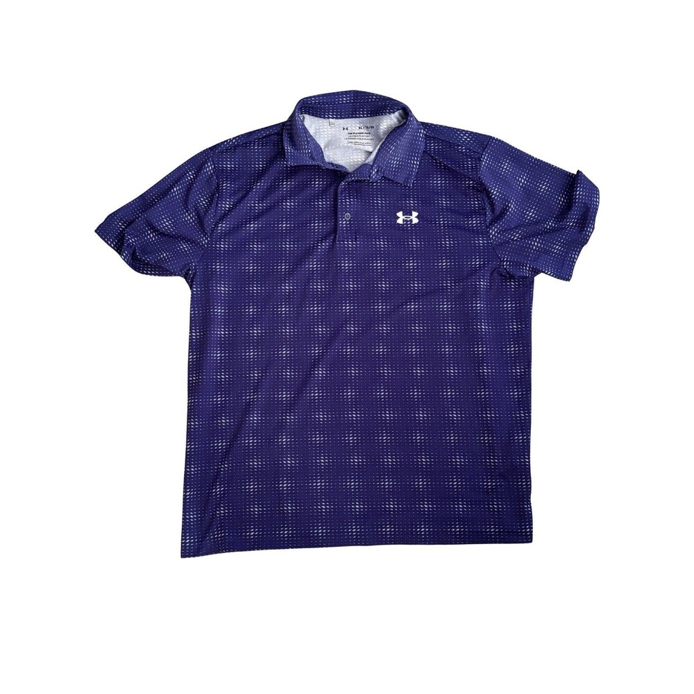 Under Armour Men's The Playoff Polo Shirt Size XL Blue Pattern Short Sleeve Golf